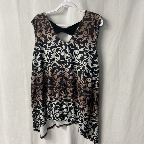 45-2 FRONT OF CLOSET black multicolor v-cut handkerchief hem sleeveless top 3X - Picture 5 of 6